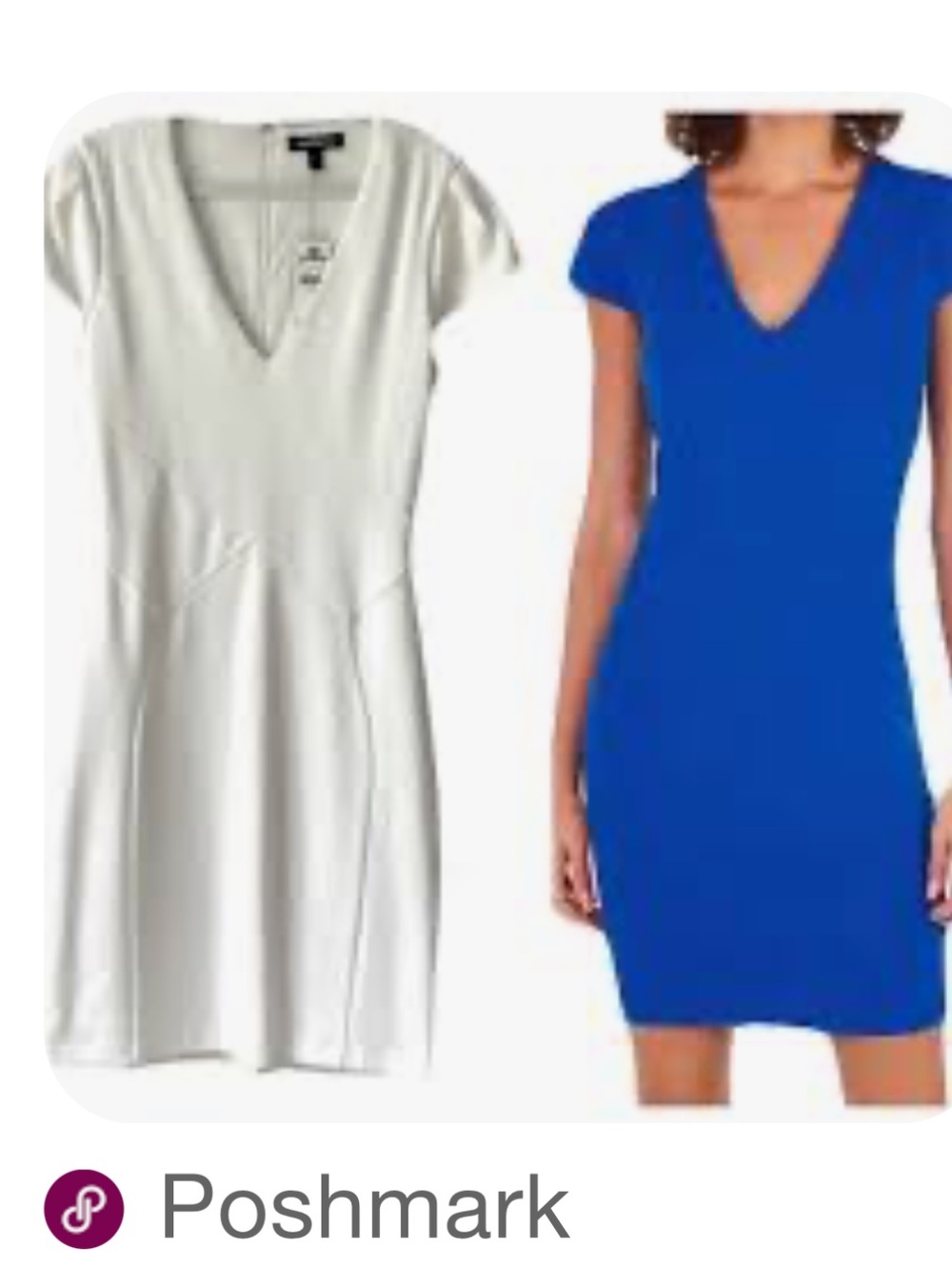 Express White Textured V-neck Dress with Cap Sleeves. Size Medium